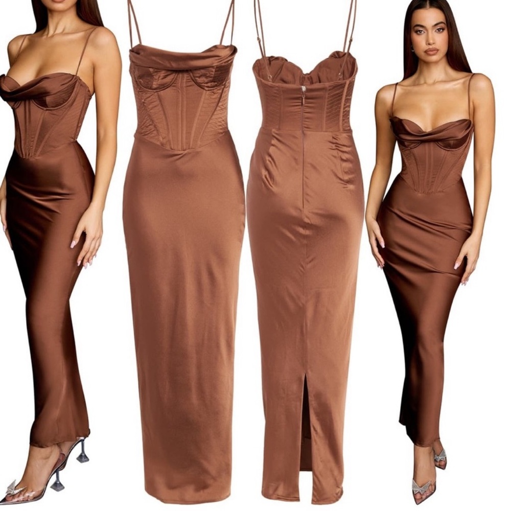 House of CB Charmaine corset dress in chocolate brown medium